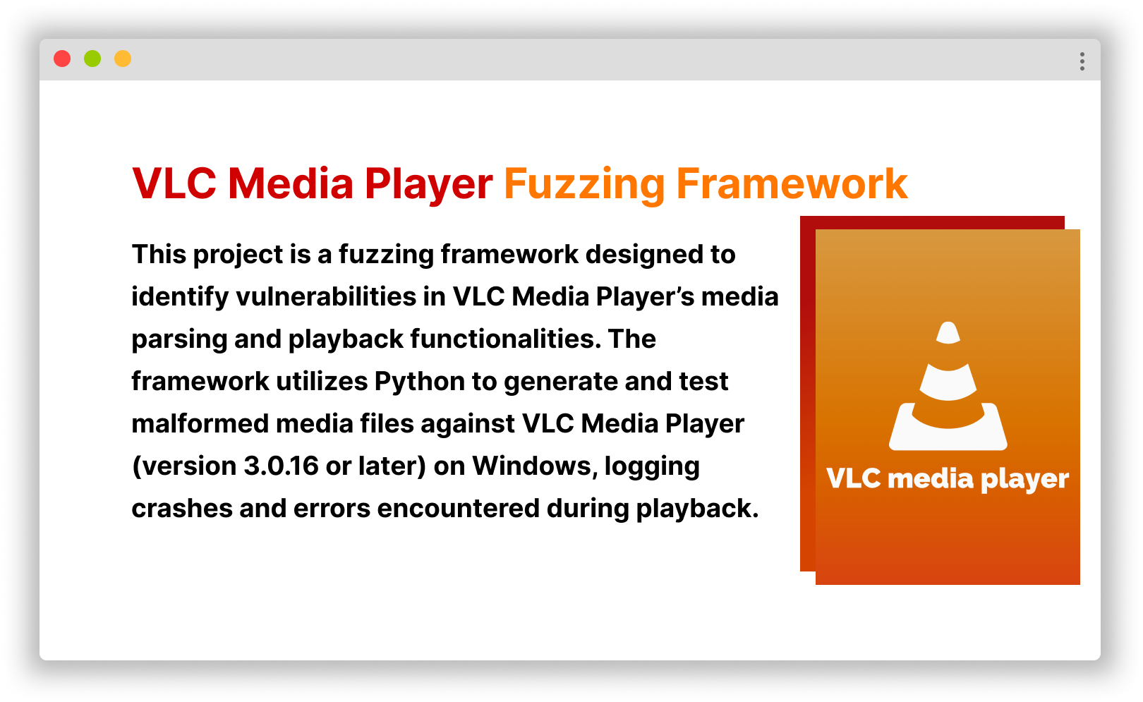 VLC Media Player Fuzzing Framework